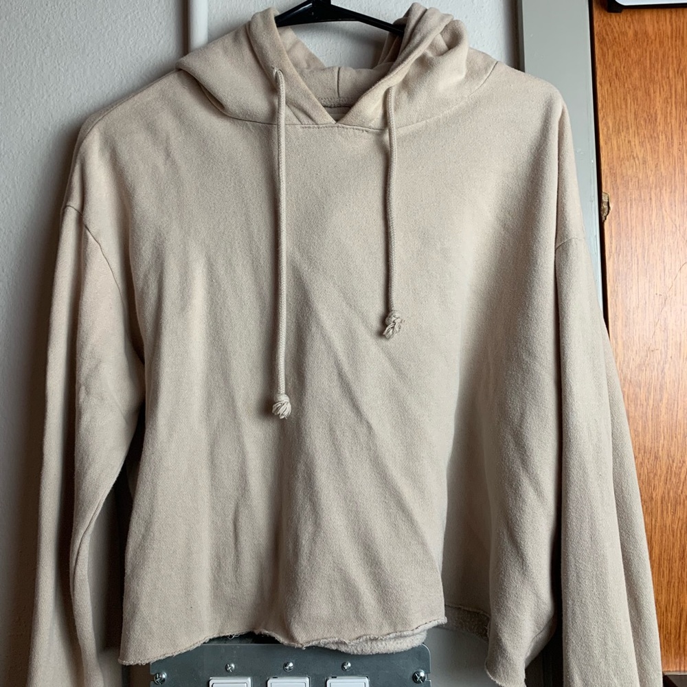 Neutral Nude Cropped Hoodie